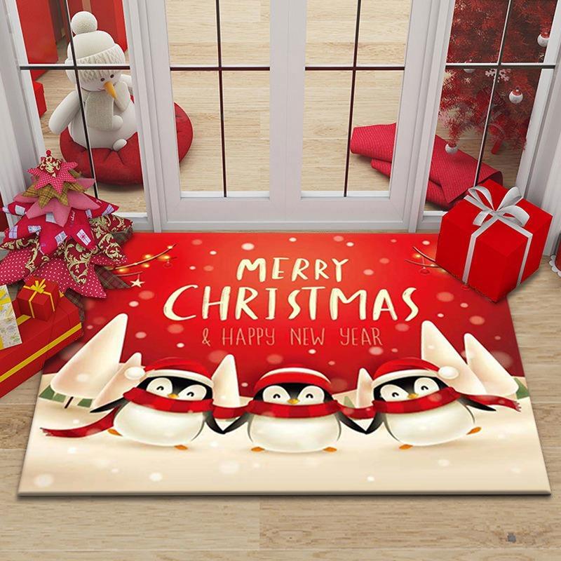 Christmas element Printing Doormat Non-Slip Entrance Rug Merry Christmas for Home Decor Living Room Doorway Indoor Outdoor Use
