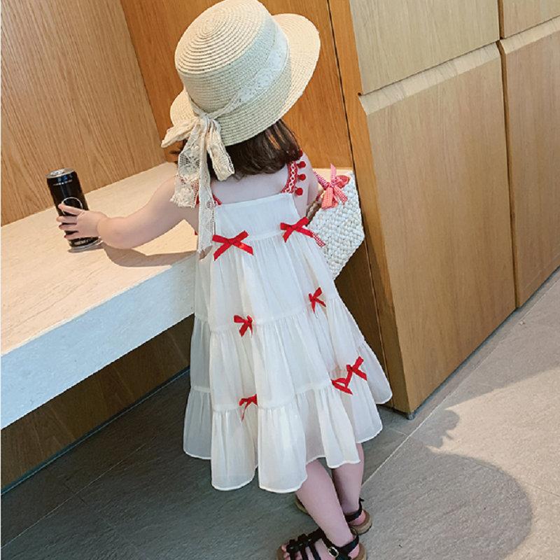 Children Girls Summer Sweet Dress Baby Girls Bow Princess Dresses