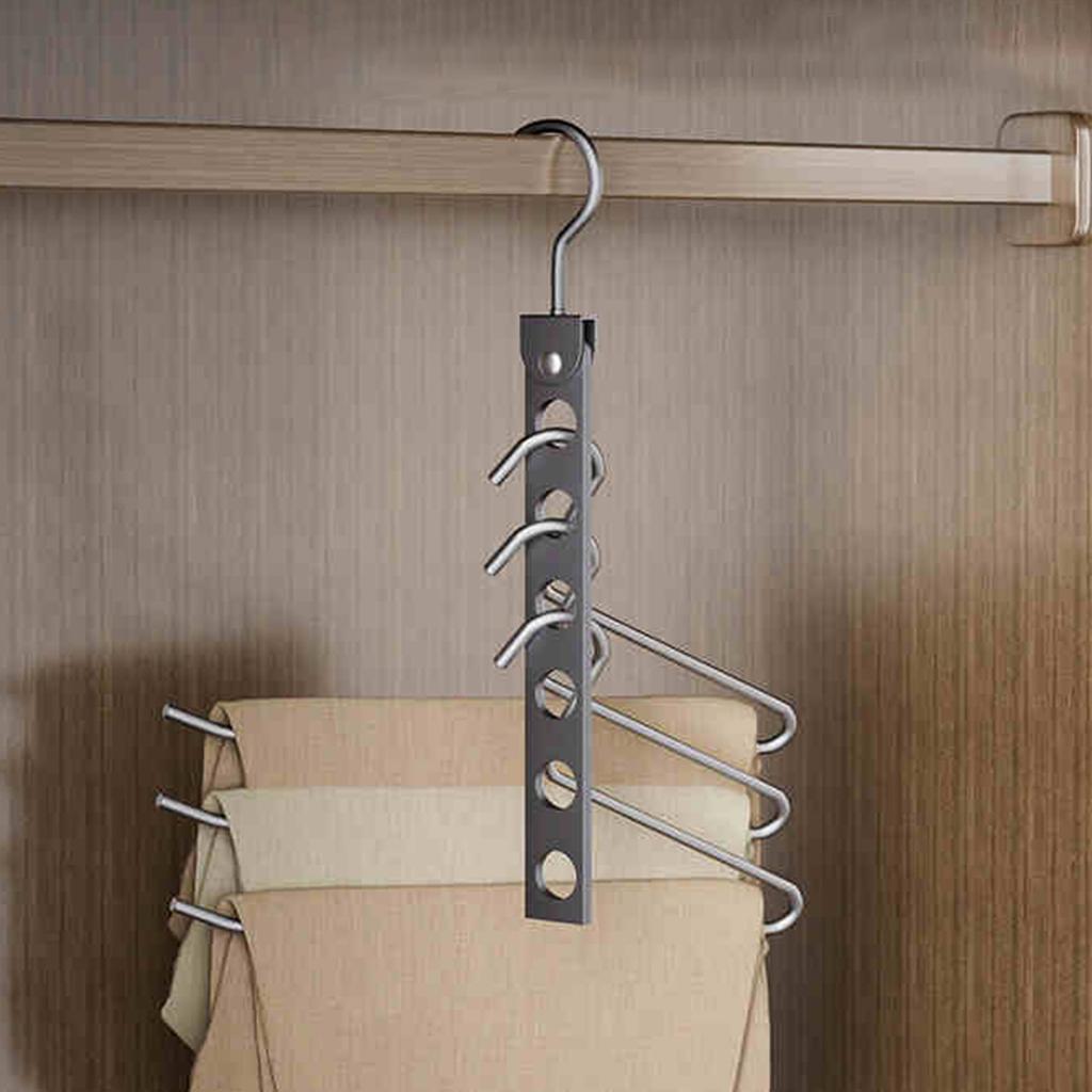 6/8 Hole Clothes Hanger Space Saving Foldable Pants Hanger Foldable Pants Hanger Magic Seamless Multilayer Closet Organizer