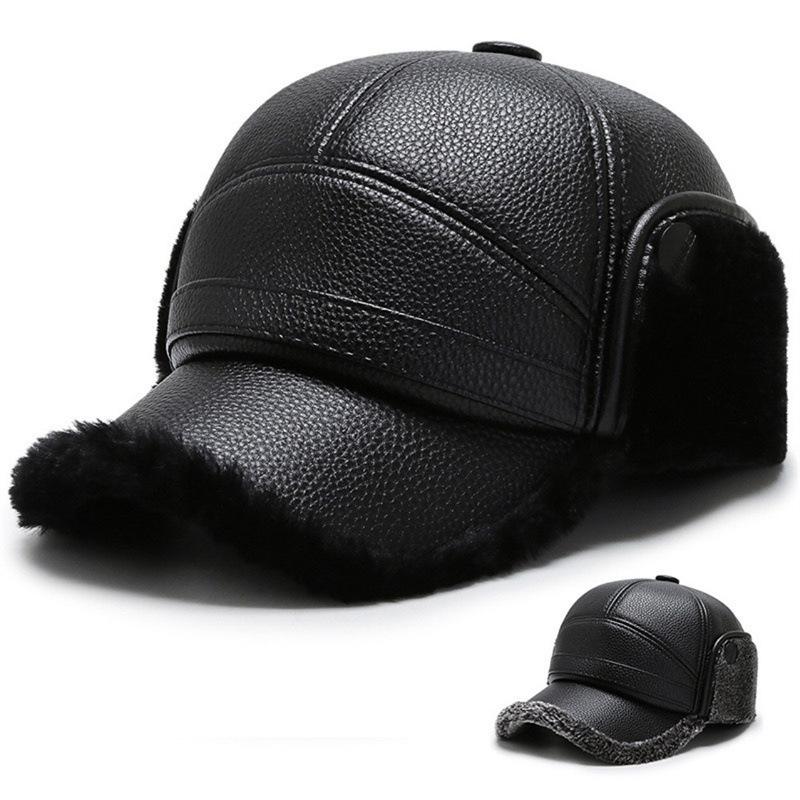 Hat Men In Winter The Elderly Cap Dad Grandfather Old Hat Thickened Plush Ear Protector Baseball Cap