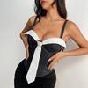 Canotta da donna Pure Desire con scollo a V profondo e cuciture a contrasto