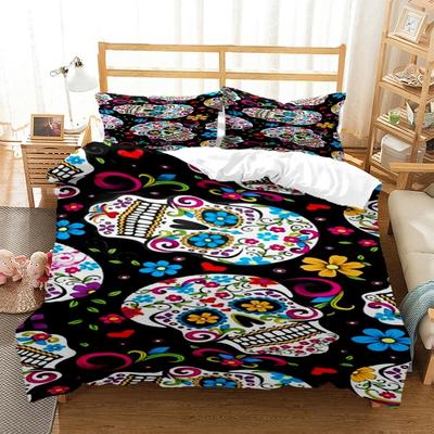 Mysterious Colored Skeleton Comfortable Duvet Quilt Cover Pillowcase Bedding Set Children Bedroom Decoration Home Textile
