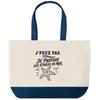Large Blue Bottom Tote Bag I Can't I Prefer Starfish I Can't Minimalist | Cotton Canvas 170 G/m² 27 L Pocket