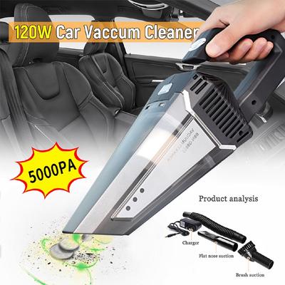 Aspirador de Pó Portátil Recarregável Sem Fio 5000Pa 120W 12V para Carro, Aspirador de Pó Potente para Limpeza Doméstica e de Carro