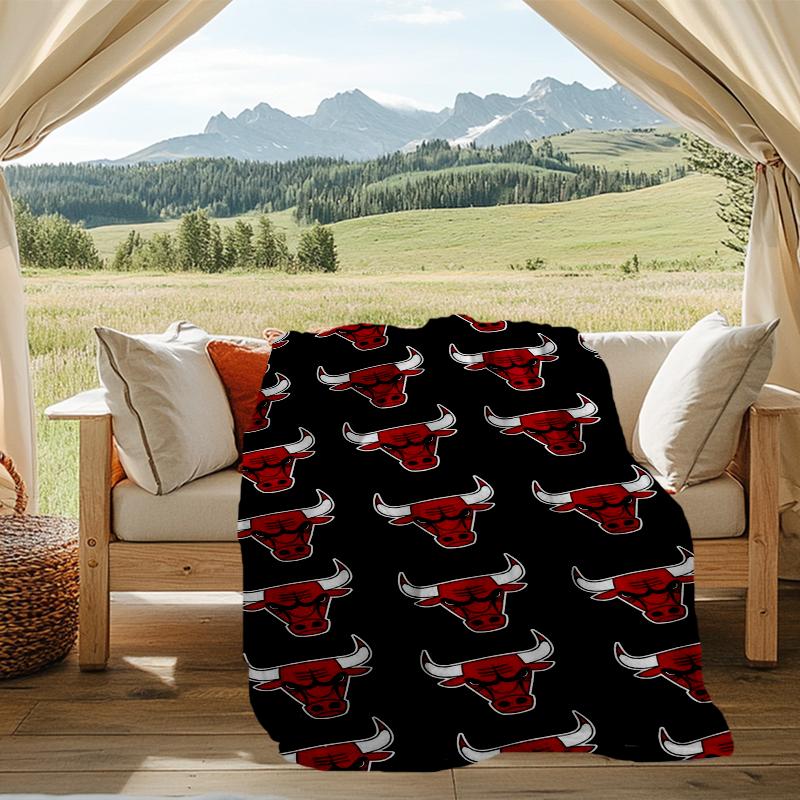 Bulls Print Flannel Blanket, Soft Warm Lightweight Throw Blanket for Living Room,Sofa Bed Camping Office
