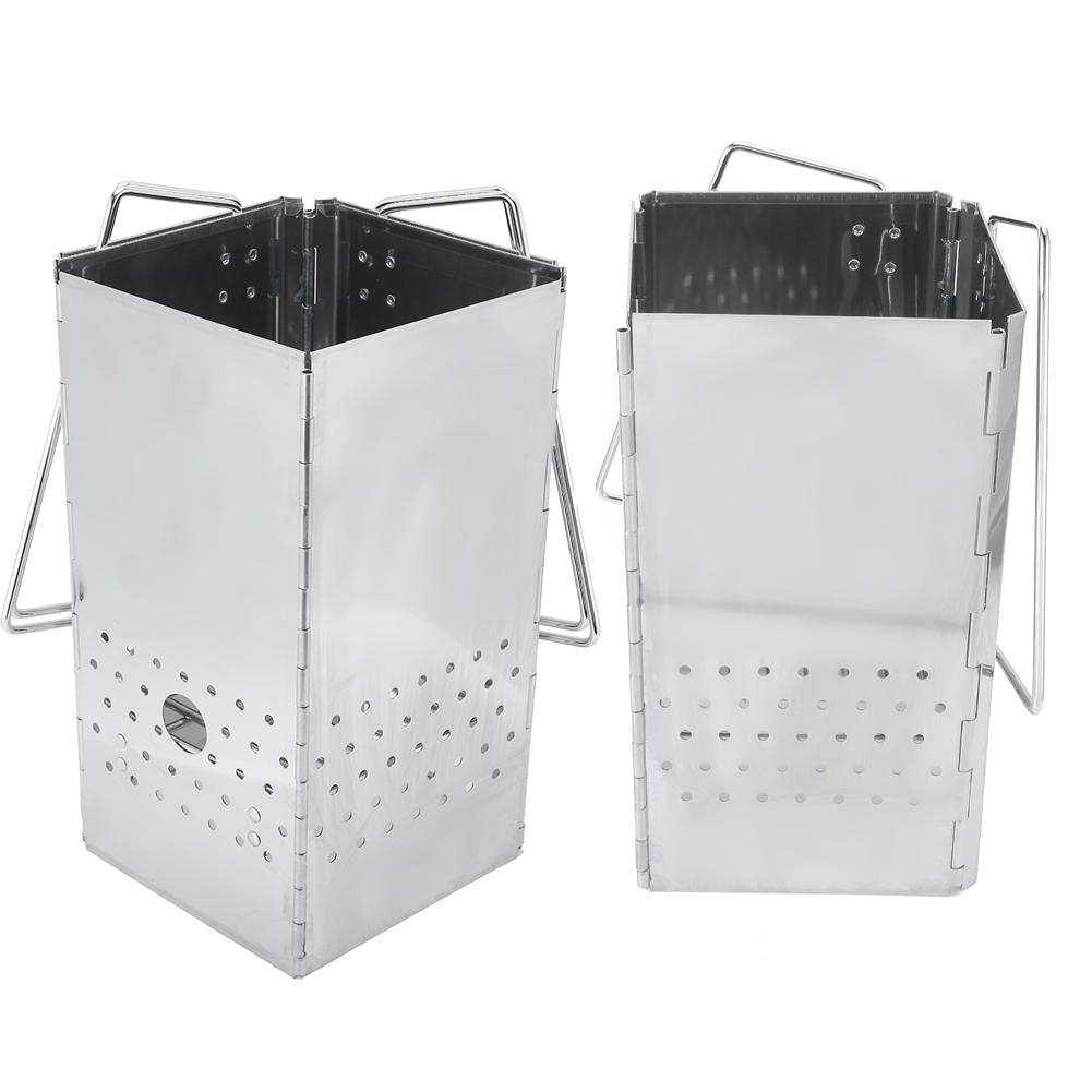 Edelstahl Klappbarer Barbecue Grill Tragbarer Holzkohle Holzofen für Camping Garten Outdoor