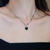 Y2K Fashion Peach Heart Water Drop Pendant Necklace Women Black Crystal Egirl Sweet Cool Punk Clavicle Chain Aesthetic Zircon