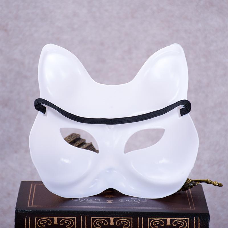 White DIY Paintable Gypsum Cat Mask for Street Dance
