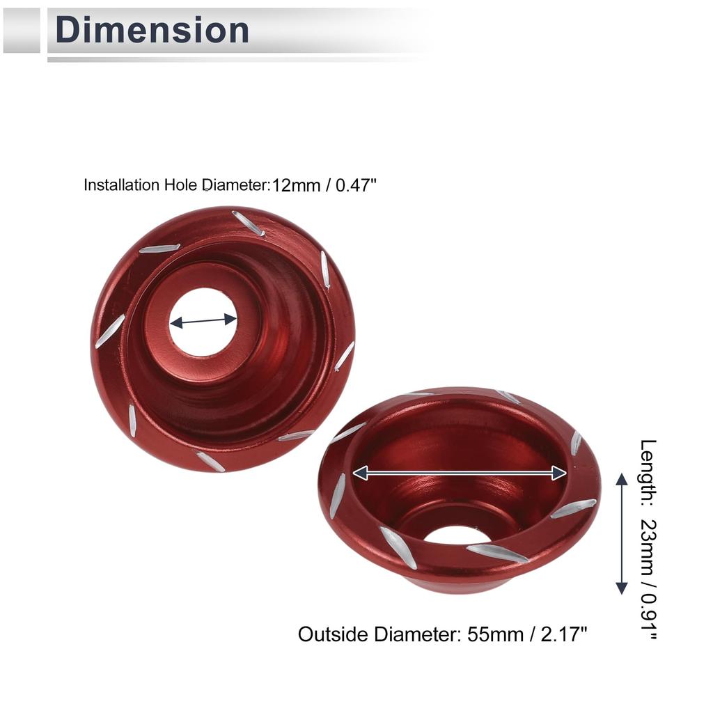 HEROFFIX 2pcs 12mm Motorcycle Slider Frame Aluminum Alloy Wheel Fairing Protective Crash Pad Protector Guard 55mm 23mm Red