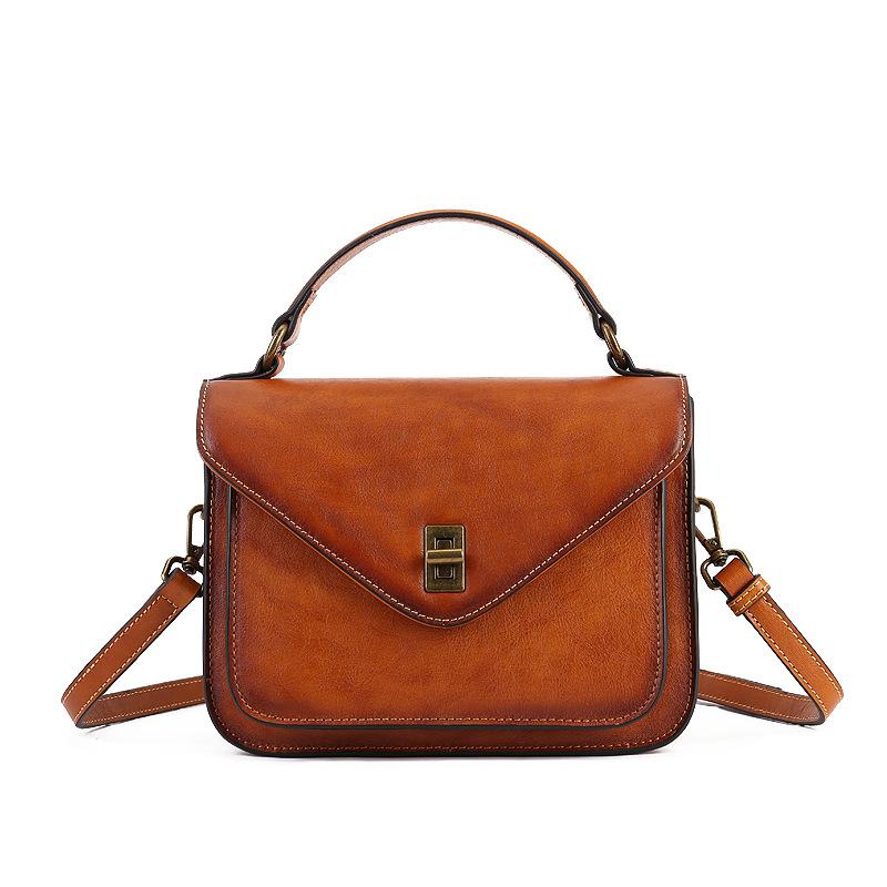 Top Layer Cowhide Women's Handbag Street Vintage Messenger Bag Women's Premium Envelope Genuine Leather Crossbody Bag
