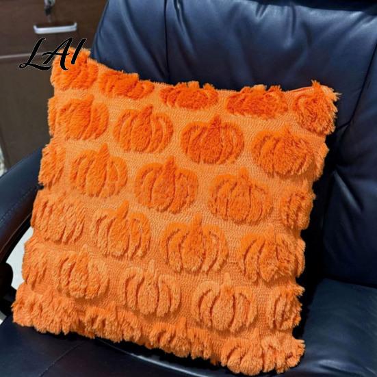 Ghost Throw Pillow Case Plush Pumpkin Cushion Cover Halloween 18 X Inch Seasonal Bedroom Cover Cute Soft for Spooky Season Cozy Fall Home