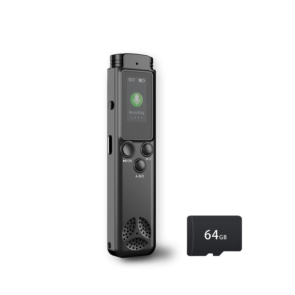 OSKOE Professional 64GB IC Recorder 3072kbps Recording Dual Noise Cancellation Up To 100 Hours of Continuous Recording Stereo Mic Recording Password