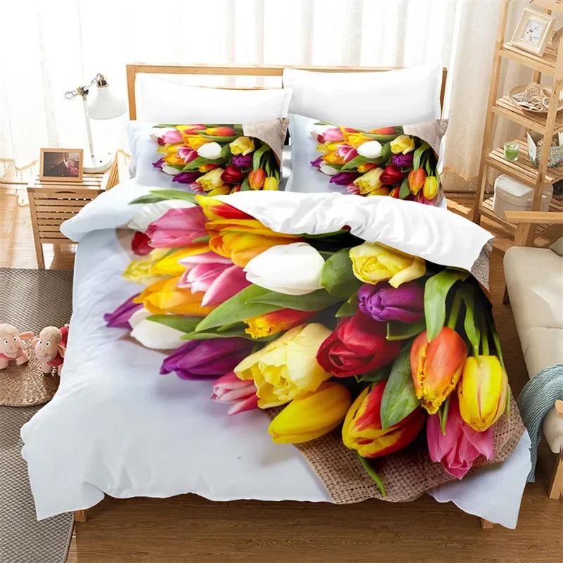 Comforter Sunflower Twin Full King Size Botanical Plants Comforter Microfiber Nature Floral Bedding Set