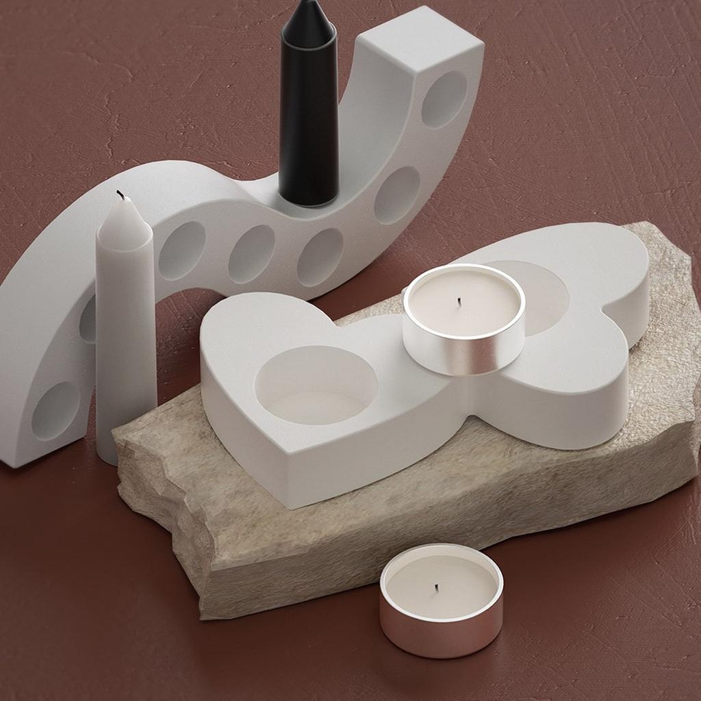 Love Heart Candle Holder Mold Handmade Concrete Gypsum Molds Silicone Candlesticks Resin Molds Decorations DIY Craft