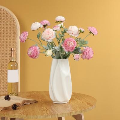 3-Head Artificial Peony Lifelike Fade-Resistant Flower Arrangement Photo Props Scene Layout Faux Silk Flower for Wedding Garden Decor