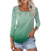 Women's T Shirt Tee Print 3/4 Sleeve Daily Weekend Fashion Basic Square Neck  Regular Top