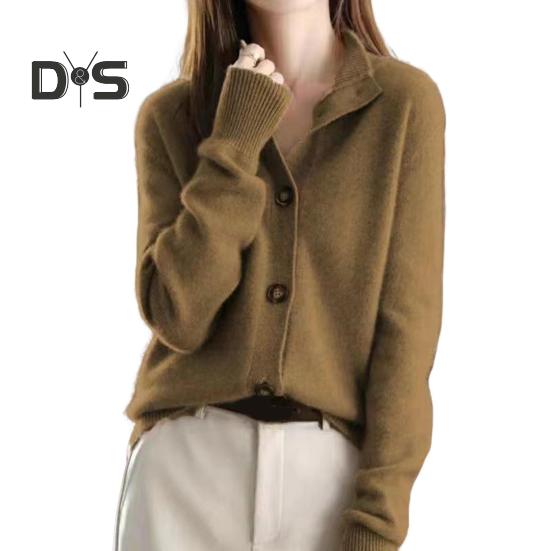 Damen Pullover Mantel Einreihig Stehkragen Lange Ärmel Strick Locker Reine Farbe Strickwaren Kurz Typ Strickjacke Jacke