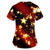 Women'S Christmas Printed Work Clothes V-Neck Double Layer Pockets Basic Top Pullover