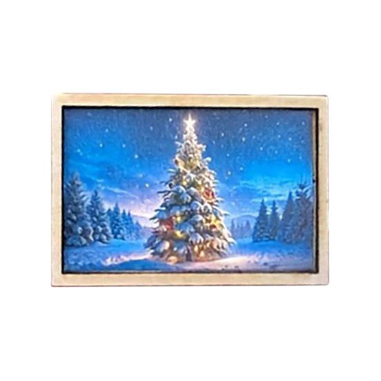 Mini Framed Christmas Pictures Wooden Xmas Scenes Decorations Miniature Framed Christmas Ornaments for Festive Decor DIY Craft
