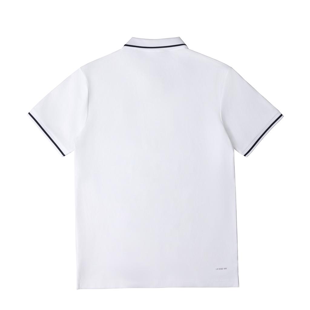 Li Ning Football Polo Shirts Men's White Stand Collar Thin Straight Fit YPLW067-1