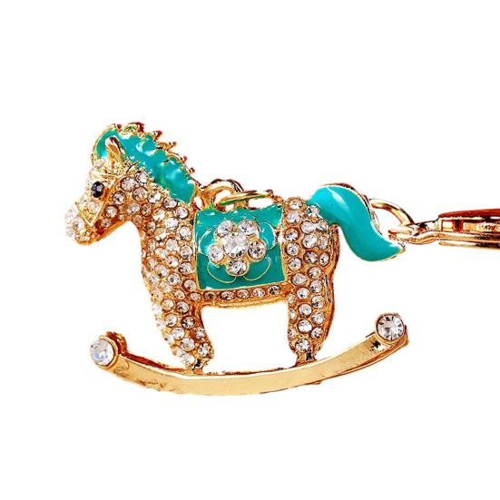 

Брелок Блискучі Стрази Інкрустація Дизайн Коня Брелок-Підвіска Декоративний Талісман Удачі Сумки Рюкзаки Автомобілі Підвіска синій