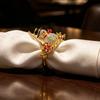 high-end Christmas Zinc Alloy Napkin Ring New Year Festive Candy Cane Bow Napkin Holder for Holiday Xmas Table Decoration