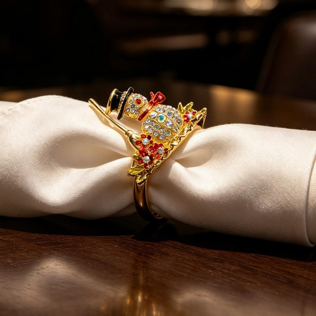 high-end Christmas Zinc Alloy Napkin Ring New Year Festive Candy Cane Bow Napkin Holder for Holiday Xmas Table Decoration