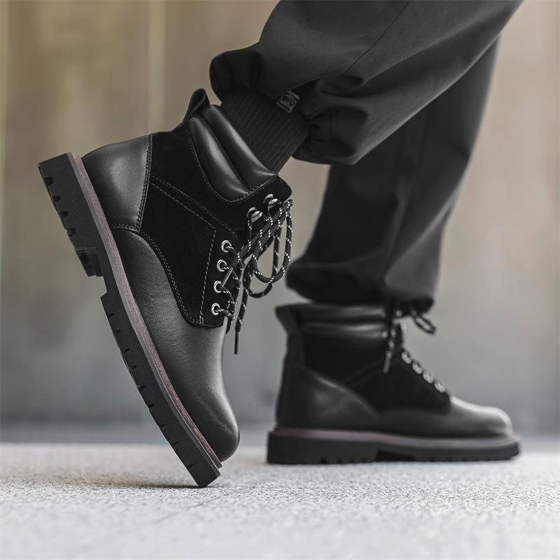 Mode England Stil Herren Freizeit Wüstenstiefel schwarz braun Original Lederschuhe Cowboy Work Boots mit Werkzeug Cool Plateau Knöchel Botas