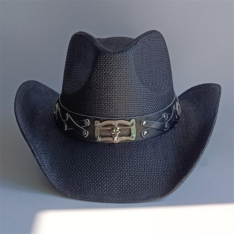 summer Cowboy Hat Summer Outdoor Travel Turquoise Accessories for Men and Women Retro Gentleman Western Cowboy Straw Hat