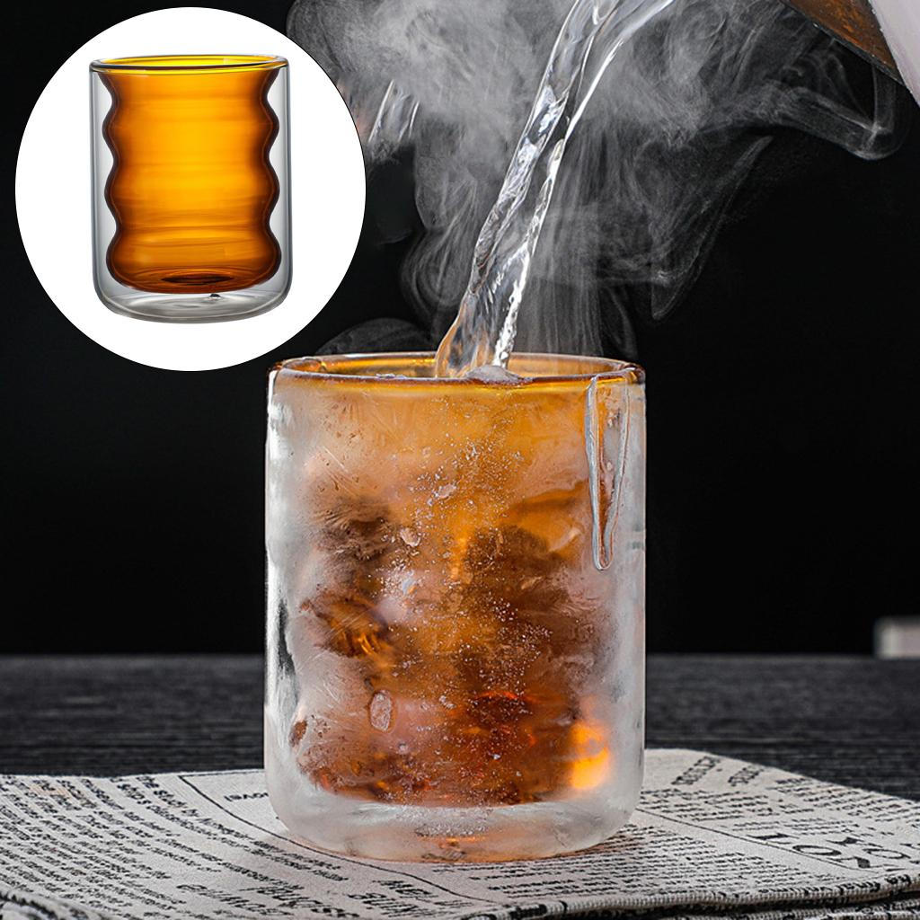 Glass Cup Drinking Round Mouth 200 ml Milk Mug Double Walled Coffee Drinkware for