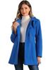 Allegra K Women's Double-Breasted Trench Coat with Round Collar, Long Sleeves, and Cold Weather Protection for Fall and Winter, Indigo Blue, Size S