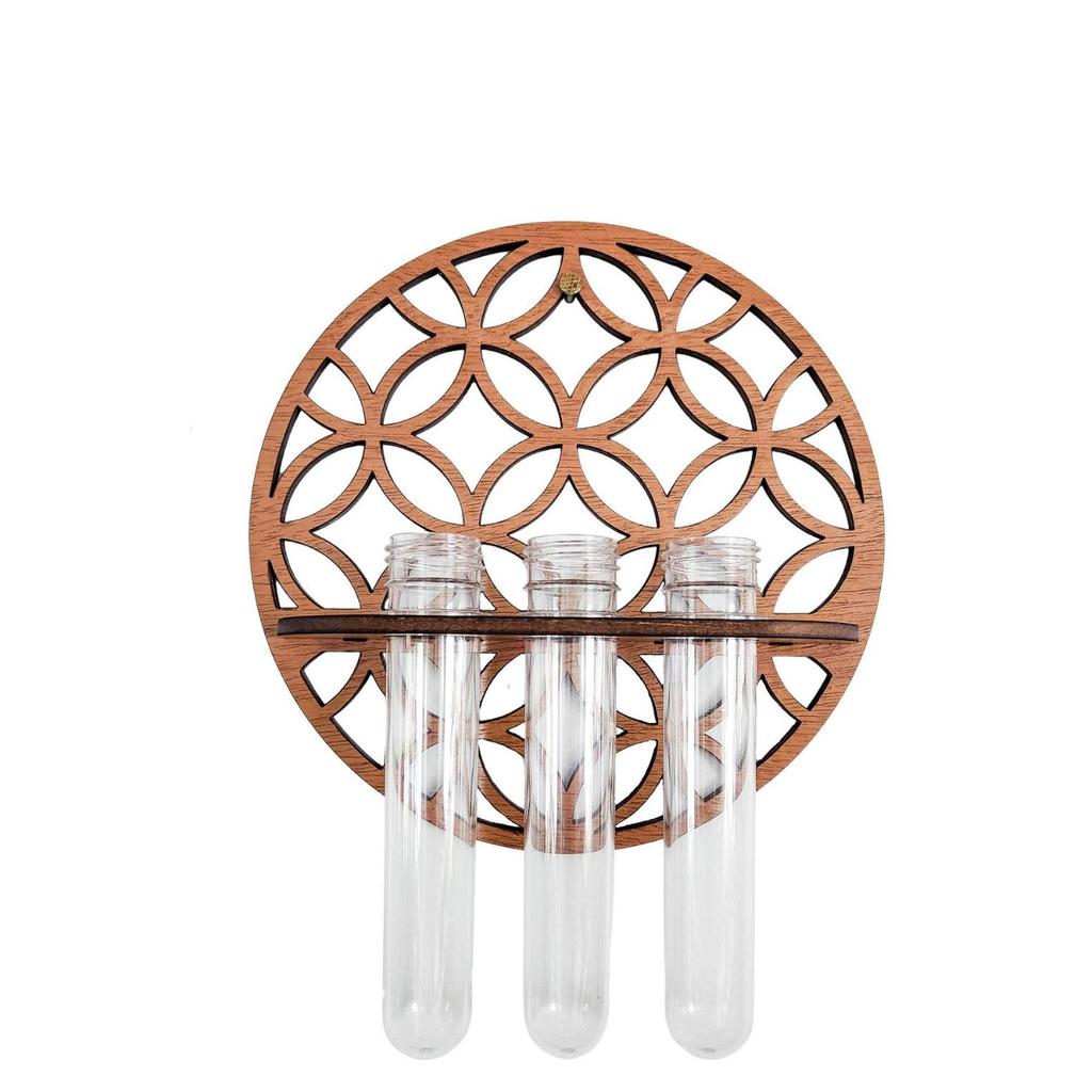 Cross-Border Round Solid Wood Plant Storage Rack – Simple Wall-Mounted Test Tube Wooden Decor for Bedroom.
