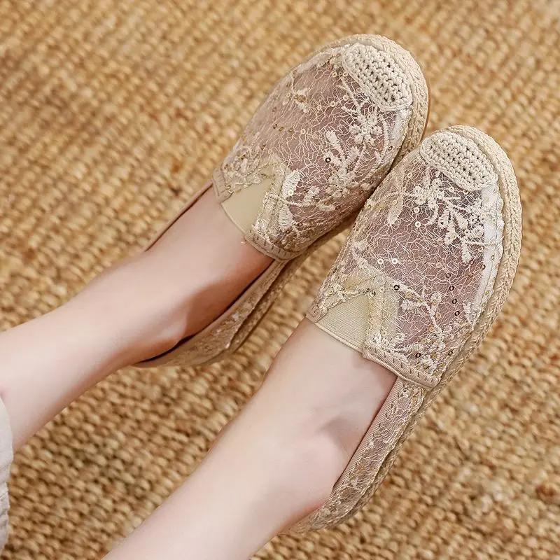 Fashion New In Hollow Sequins Women's Shoes Trends 2025 High Quality Casual 39 Aesthetic Offers Comfortable and Elegant Ladies Footwear