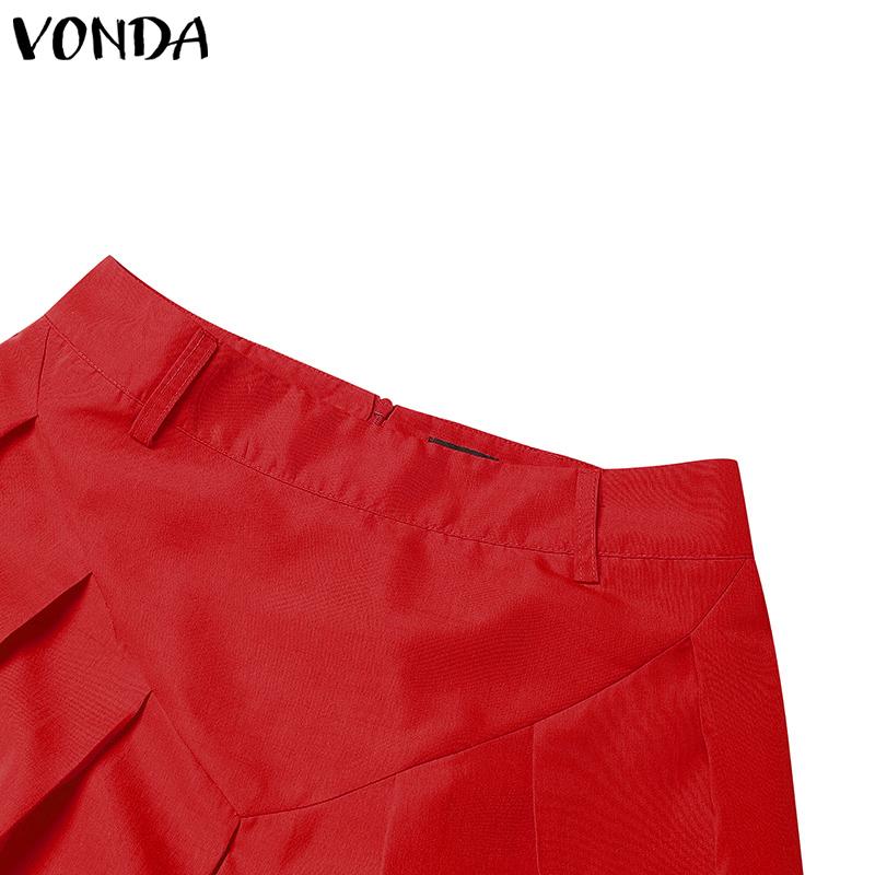 VONDA Faldas Midi de Cintura con Cremallera y Plisados para Mujer, Vestido Largo de Oficina