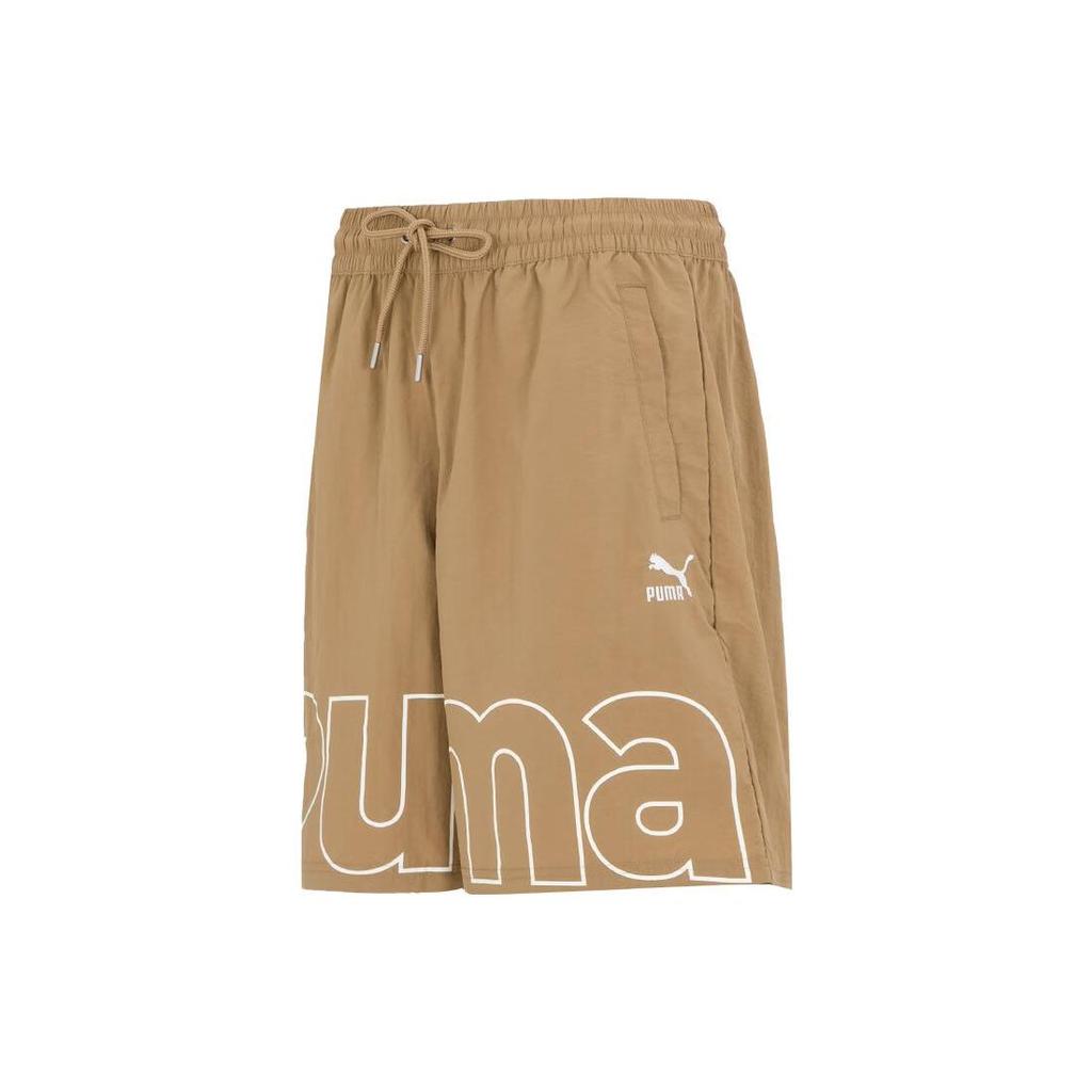 Puma Letter Print Sports Casual Shorts Men Shorts Khaki 623412-85