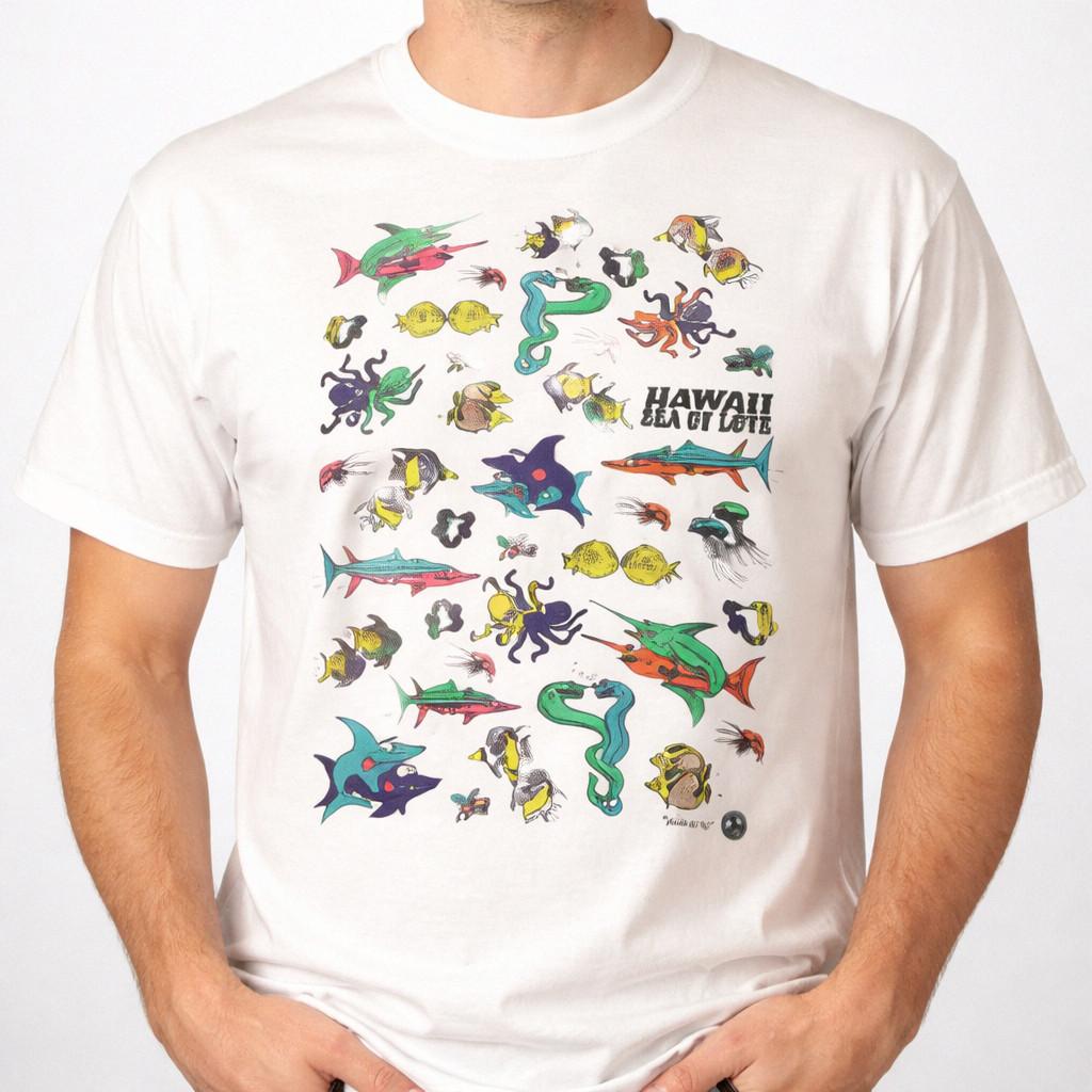 Vintage 90s Ocean Fish Graphic T-Shirt Tropical Beach Retro Tee Unisex S-3XL S разноцветный