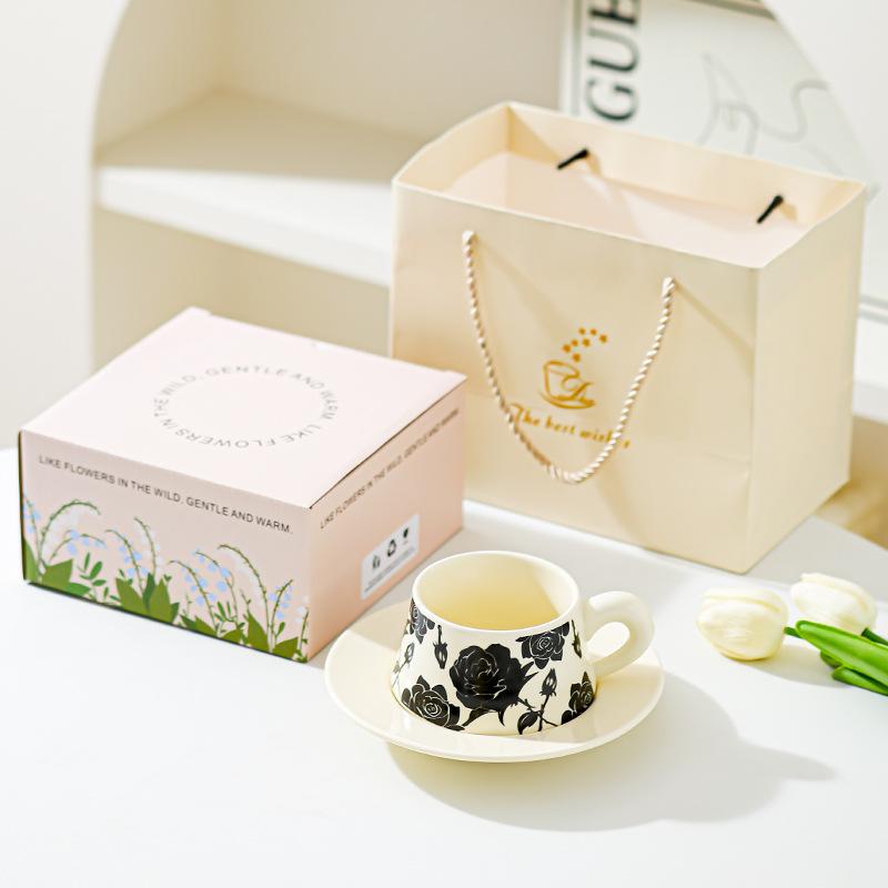 Creative Office Worker Afternoon Tea Coffee Cup Saucer Set Ceramic Cup High End Sense Housewarming Wedding Socks Gift Cup