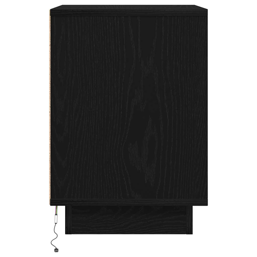 Nightstand with LED Lights Black 38 X 34 X 50 Cm