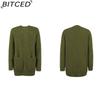 BITCED Autumn/Winter Women's Knitwear Solid-Colour Pocket Cardigan Sweater