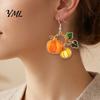 Decorative Fall Festival Earrings 1 Pair Pumpkin Acrylic Drop Earrings, 2D Harvest Dangle Colorful Jewelry for Women, Halloween Thanksgiving