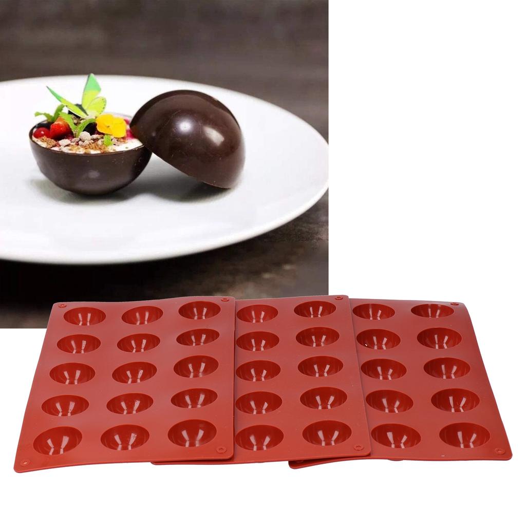 3 Stück Kuchenform 15 Löcher Halbkugelförmige Silikon Schokoladenform Lebensmittelqualität Dessert Backform