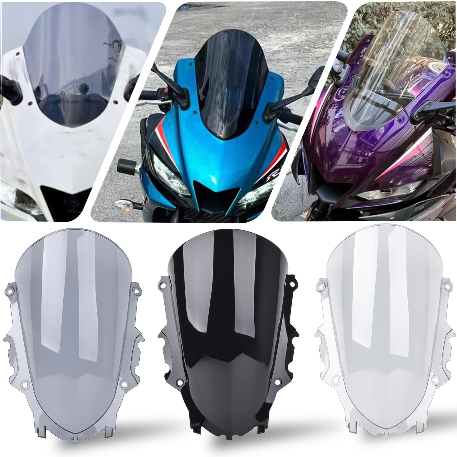 

Midimttop Motorcycle Windscreen Meter Visor Windshield Screen Cowl Fit For Yamaha YZF R3 YZFR25
