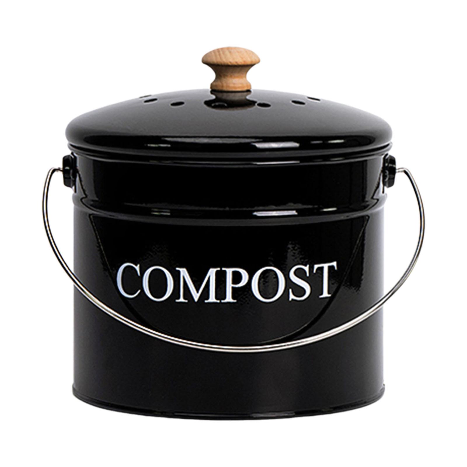 

Kitchen Compost Bin Odorless Countertop for Food Scrap Container Filter Trash Bin Compost Bucket Compost Pail Food Composter чорний