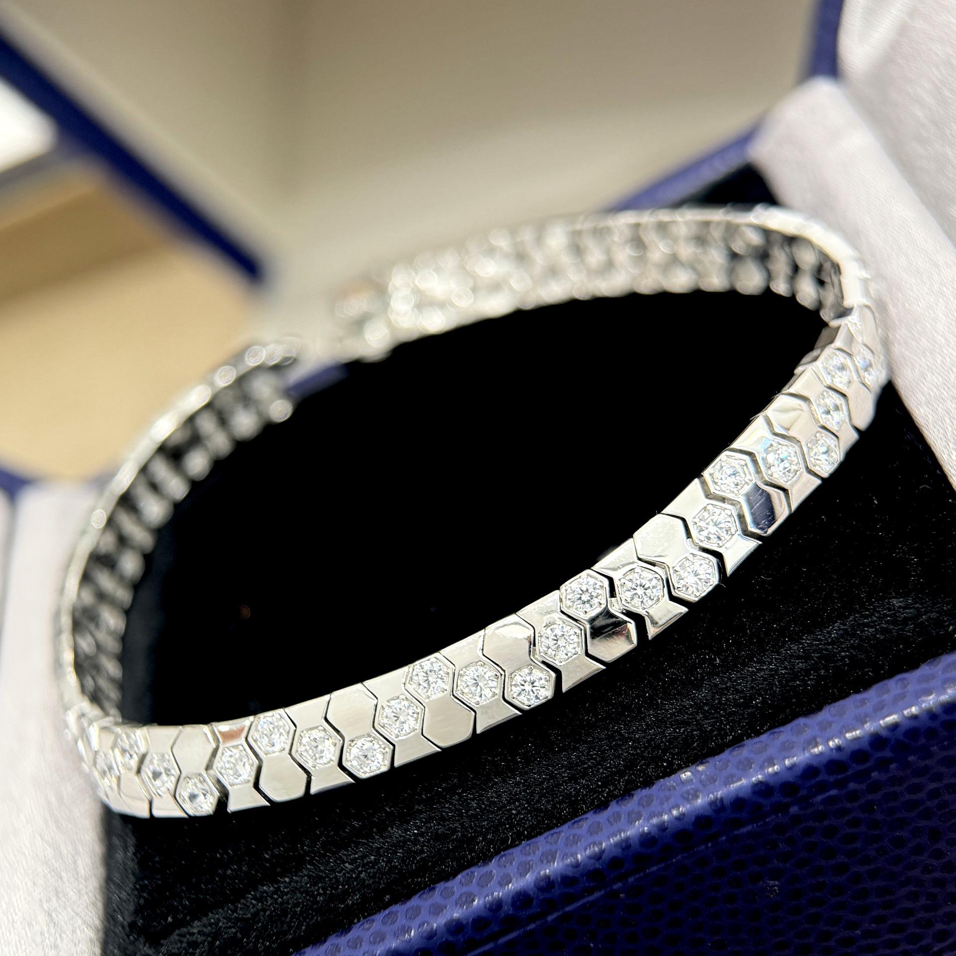 

New Vintage 100% Pure 925 Sterling Silver Bracelets Aaa Zircconia Honeycomb Style Link Bracelet For Women Luxury Fine Jewelry