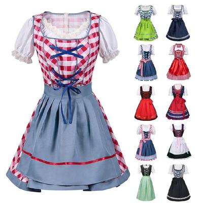 Costume da Donna per l'Oktoberfest Abiti Tedeschi Bavaresi per la Birra Vestito Dirndl Camicetta Grembiule e Camicetta per Festa di Halloween