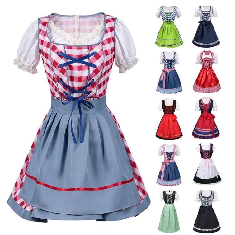 Set Costume Bavarese Tedesco Oktoberfest per Donne Adulte, Vestiti Dirndl Costume da Birra per Halloween e Carnevale del Festival della Birra