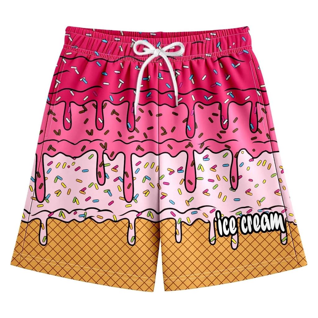 Children's Casual Floral Ice Cream Printed Shorts Drawstring Beach Pants