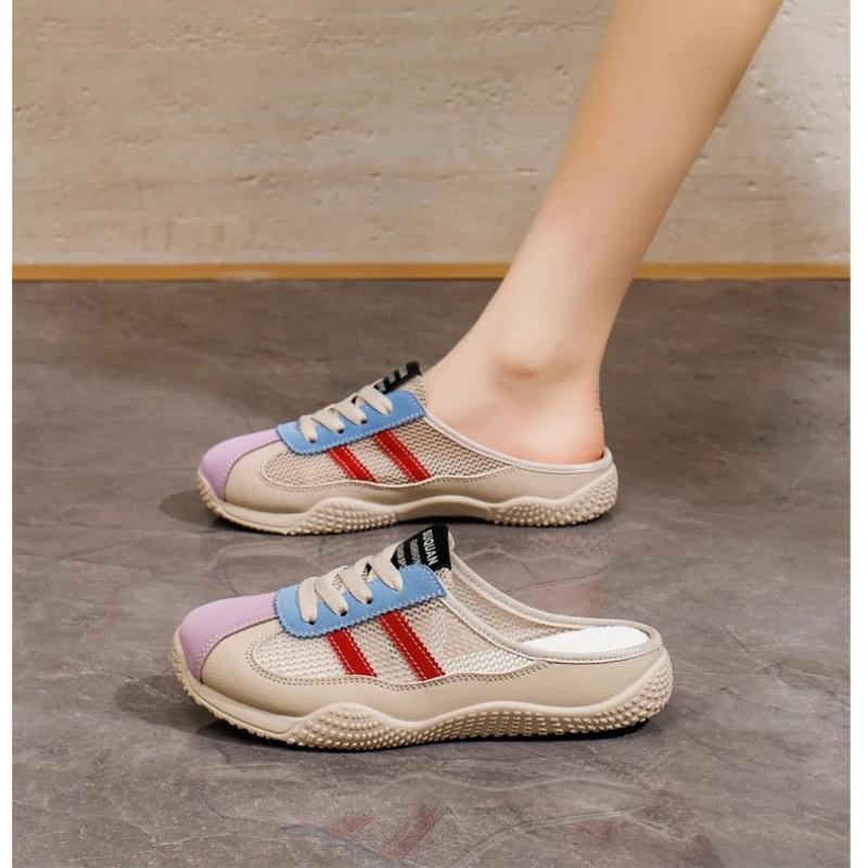 Women Shoes Summer New Breathable Mesh Half Drag Shoes Outdoor Comfort Non Slip Women Platform Sandals Casual Beach Shoes