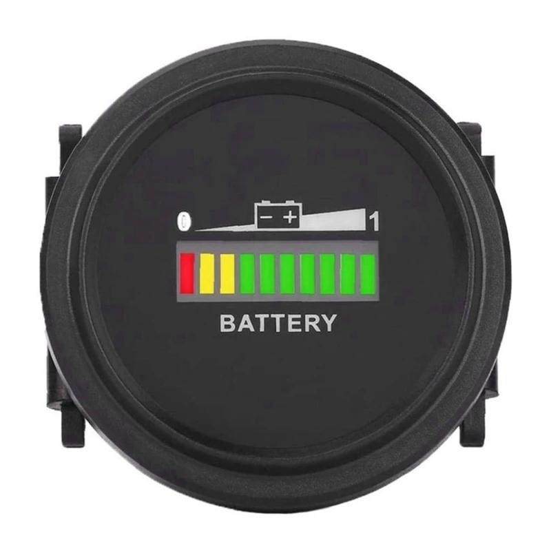 High Accuracy Round Battery Capacity Monitor with LCD Percentage Display Voltage Level Meter for Marine Forklift