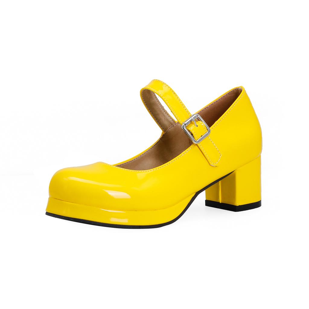 Women High Heels Girls Shoes Patent Leather Princess Lolita Shoes Fashion Girls Party Wedding Shoes Round Toe Ladies Pumps 30-43